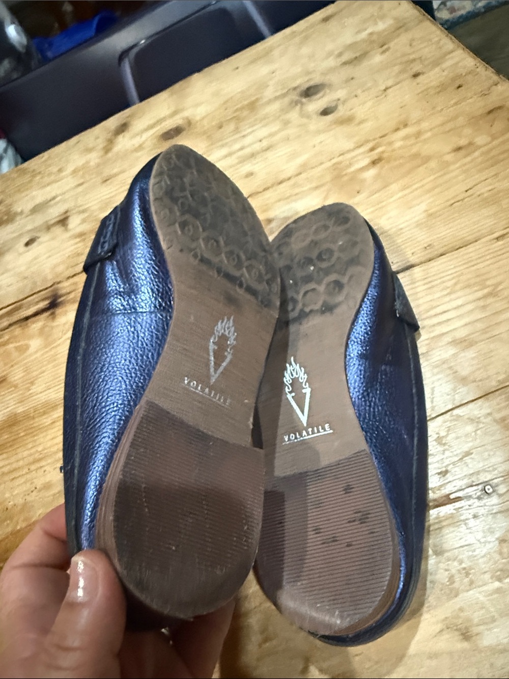 Volatile Black Leather Mule Clogs - Picture 4 of 6